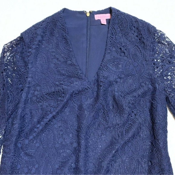 Lilly Pulitzer Felicity Lace A-Line Dress Navy 6 - Picture 2 of 8